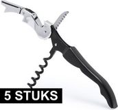 Merkloos Kurkentrekker 3-in-1 - 5x - RVS - Zwart/Zilver - 12 cm
