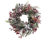 Everlands Kerstkrans krans rode bes l13b40h40 cm groen
