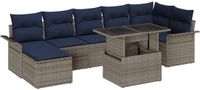 vidaXL Tuinbank Set 8 st Grijs Poly Rattan