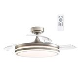 wonderlamp ILSA Led-plafondventilator met intrekbare vleugels, stille DC-motor, 3 CCT dimbaar, 45 W, nikkel