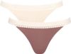 Sloggi Women GO Ribbed R Tanga (2-pack) - dames slip - lichtbruin en ecru