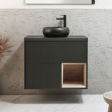 Hudson Reed Hoxton Meuble de lavabo suspendu 80cm noir gris incl. lavabo rond graphite