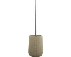 MSV Toiletborstel met Houder Squares Taupe - 35 cm