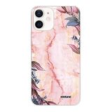Evetane Beschermhoes compatibel met iPhone 12 Mini, zacht, siliconen, robuust, ultrarobuust, dun, transparant, marmer, bloemen, modieus motief