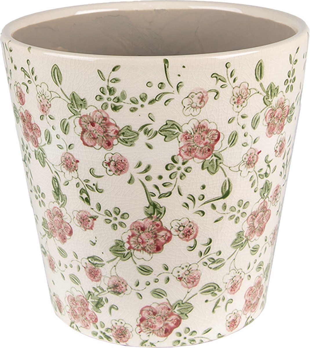 Clayre & Eef Bloempot Ø 19x18 cm Roze Beige Keramiek