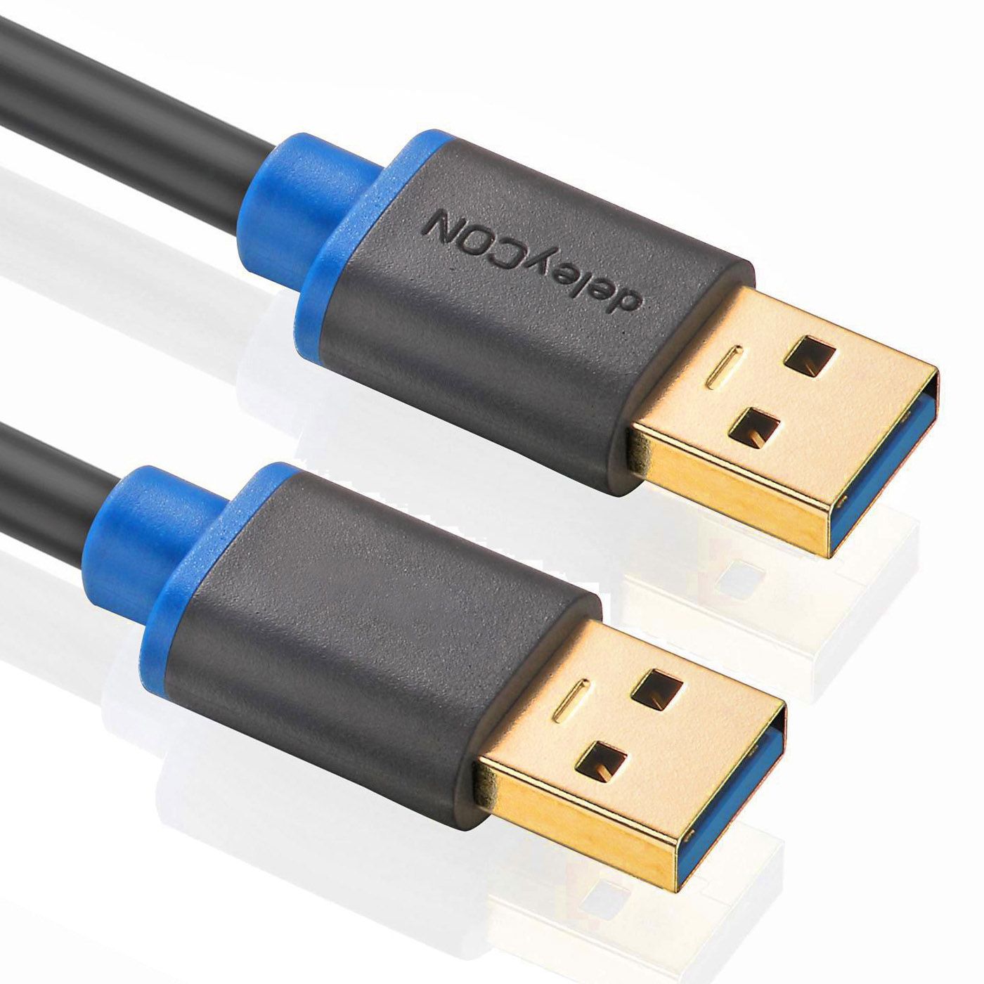 deleyCON USB 3.0 Kabel - 1m - 2xUSB-A - Zwart/Blauw