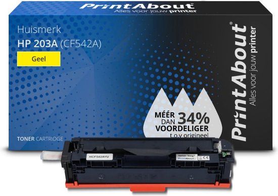 PrintAbout Huismerk HP 203A (CF542A) Toner Geel - Compatibel