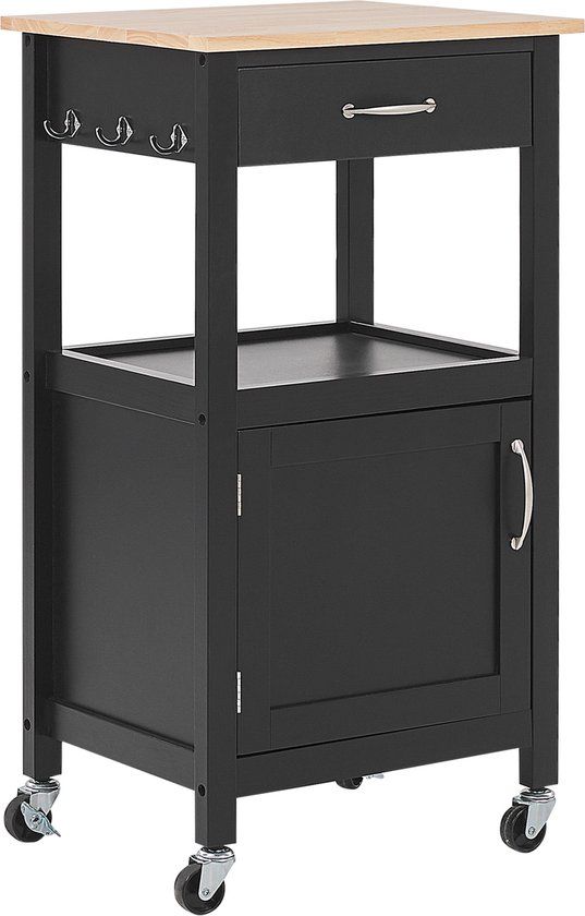 Beliani SIENA Keukentrolley - Zwart - MDF