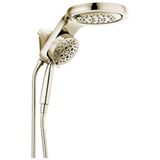 Delta Faucet HydroRain 58680-PN-PR25 H2Okinetic dubbele douchekop met handspray, gepolijst nikkel douchekop met broek, handdouchekop, 2,5 GPM debiet