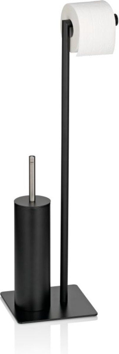 Kela Toiletrol en WC-borstel Houder, 20 x 20 cm, Zwart
