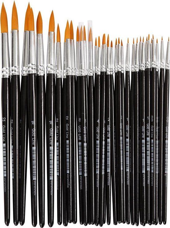 Creotime Gold Line Penselen - Rond - Assortiment - 36 Stuks