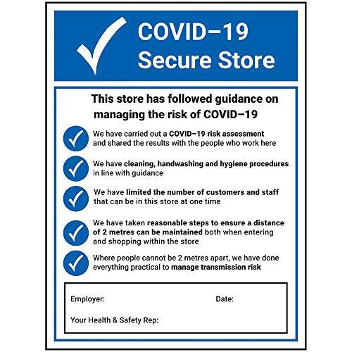 V Safety V Safety CV196BC-R VSafety Covid Secure Store 2020 Sign 300 mm x 400 mm - 1 mm vaste kunststof, 300 mm x 400 mm