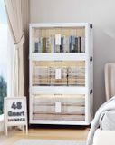 Velox Goods Opbergboxen Set van 5 Wit - Opvouwbare Stapelbare Opbergdozen met Deksel en Deurtjes - 59 Liter per Box - met Wielen - voor Kledingkast, Keuken, Badkamer en Slaapkamer
