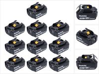 Makita accuset 10x BL 1830 B 18 V 3,0 Ah / 3000 mAh Li-ion (10x 197599-5)