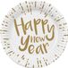 Boland BV - 10 Happy New Year kartonnen borden wit en goud 23 cm