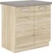 LASSEN meuble bas avec 2 portes battantes, décor chêne Sonoma, y compris plan de travail, 80 x 51,6 x 82 cm