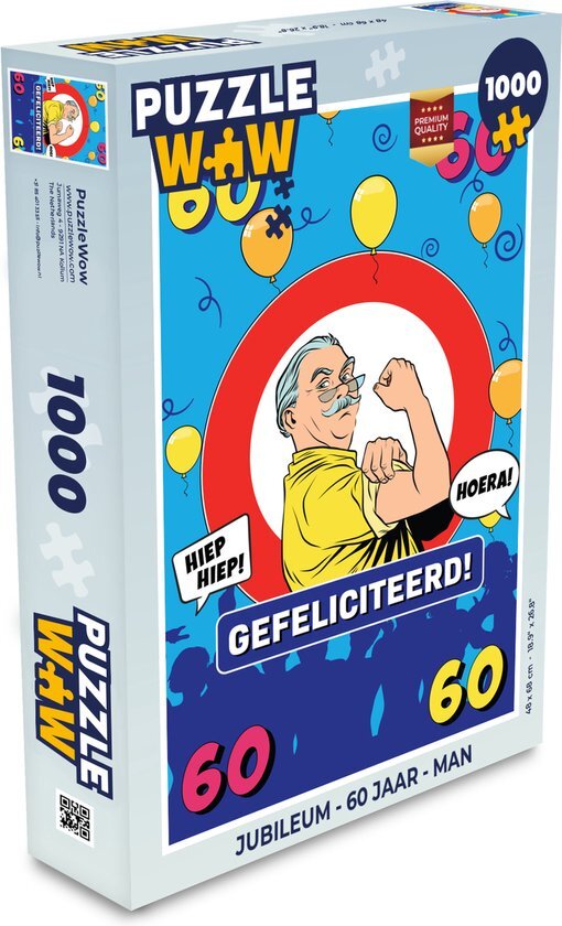 MuchoWow Puzzel Jubileum - 60 Jaar - Man - Legpuzzel - Puzzel 1000 stukjes volwassenen - Sinterklaas cadeautjes - Sinterklaas voor grote kinderen