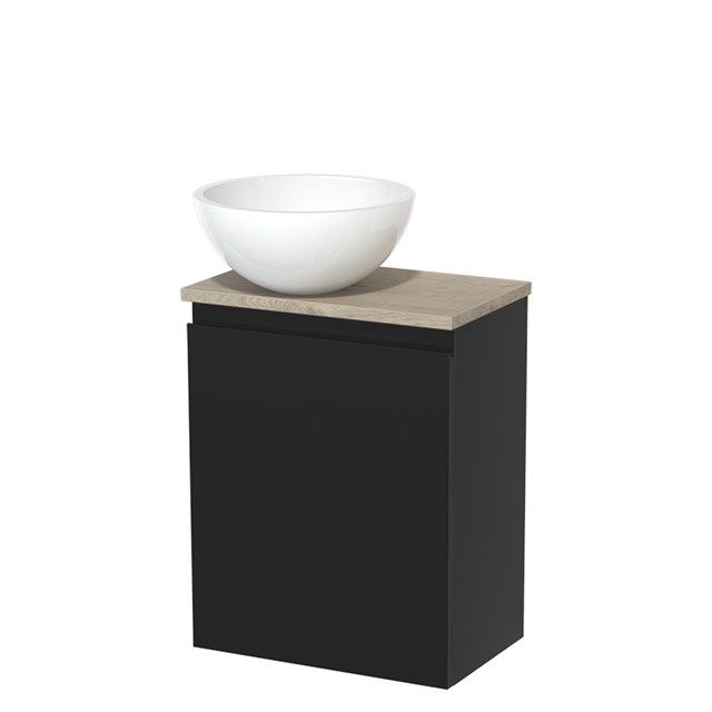 Maxaro Modulo Toiletmeubel 41 cm - Mat Zwart - Lichtgrijs Eiken