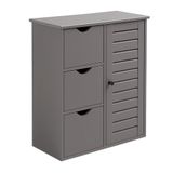 Merkloos Relaxdays Badkamerkast - 80 x 60 x 30 cm - 3 lades - grijs