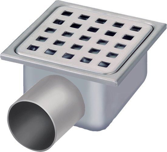 van den Berg Afvoerputten RVS doucheput 105 x 105 mm, zijuitlaat