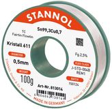 Stannol Kristall 611 Fairtin Soldeertin, loodvrij Loodvrij Sn99,3Cu0,7 REM1 100 g 0.5 mm