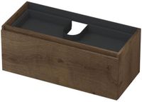 INK - Onderkast 1L met Binnenlade Greeploos Houten Keerlijst Fineer - 1000x450x400 Mm - Chocolate Fineer