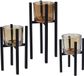 Home & Styling Porte-bougies chauffe-plat - set de 3 - noir - métal/verre
