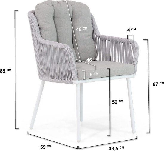 Santika Tendenza/Yala 125 cm dining tuinset 5-delig - Wit - 4 zitplekken