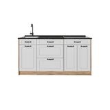 Vicco Keukenblok "R-Line", Wit landelijk/Goudkleurig Eiken 160 cm