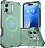 ESR Cyber Armor HaloLock Hoesje Geschikt voor Apple iPhone 16 - Compatibel met MagSafe - Back Cover met Standaard Groen