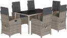 vidaXL 7-delige tuinset met kussens, polyrattan, grijs