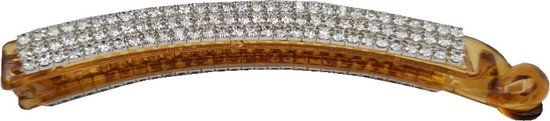 Haarspeld Bananenklem Recht Strass Bruin Zilver