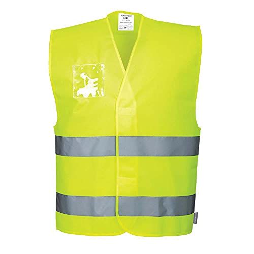 Portwest C475 Hi-Vis Double ID Holder Vest, L/XL, Yellow