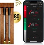 MostEssential Smart Vleesthermometer - Draadloos - 80M Bereik - 36 Uur Werktijd - Bluetooth 5.2 - 2000mAh Batterij - Double Probe Dark Brown Edition