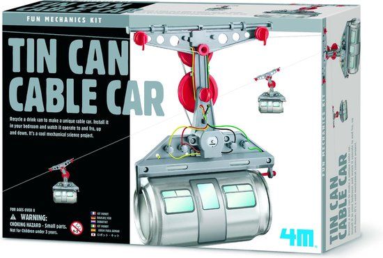 4M Fun Mechanics Kit - Kabelbaan uit blik - Hobbyset - Techniek - 8+ jaar