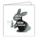 22243 D'Amour 22243 Vierkante kaart Gefeliciteerd Oh the Beautiful Baby d'Amour Welkom Geboorte of Adoptie Kind Klein Zilver Glanzend Konijn dat een cadeau vasthoudt - Met witte envelop 15 x 15 cm - Gemaakt in