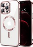 Techsuit Luxury Crystal Back Cover étui avec MagSafe pour Apple iPhone 12 Pro Max - Transparent/Rose