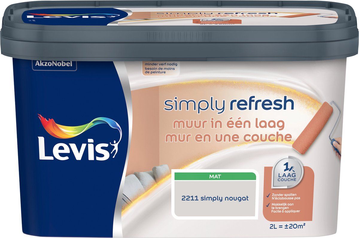 Levi's Simply Refresh - Muur In Een Laag - Mat - Simply Nougat - 2L - 5412271347466