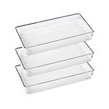 IHOMECOOKER 3 Set Clear Plastic Lade Organizer Divider Opslag Tool Box Servies Gebruiksvoorwerp Make-ups Dressoir Organizer Dressoir voor Keuken, Klaslokaal, Kantoor, Badkamer, Aanrecht Bureau 15 x 30
