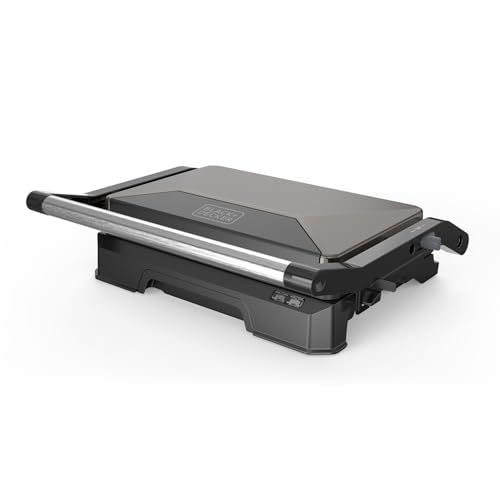 BLACK+DECKER - contactgrill + 1000W | 180° openklapbaar | platen 23x14,5 cm | PFOA-vrije anti-aanbaklaag | vetopvanglade | koele handgreep | vergrendelbaar