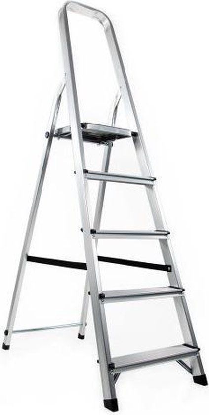 hjh OFFICE SOLID III - 5 Treden Klaptrap - Aluminium - Vouwladder