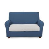 Caleffi Elastische bankovertrek, gemêleerd, effen, 2-zits, blauw