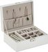 Relaxdays juwelendoos met slot - ringhouder - 9,5 x 23 x 17,5 cm - wit