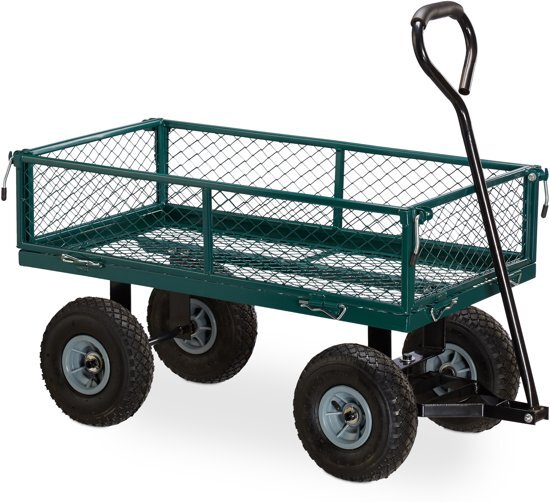 Relaxdays relaxdays tuinkar - bolderkar - transportwagen - tuinwagen - 150 kg - staal - trekkar
