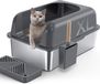 Merkloos Roestvrijstalen kattenbak in donkergrijs, maat XL, 59,9 x 39,9 x 12,2 cm