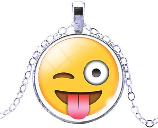 Fako Bijoux® - Ketting - Cabochon - Emoji - Crazy - 8719743470361