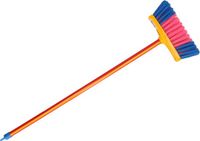 Sorex Kinderbezem - blauw/roze - met steel - 61 cm - binnen bezem - kunststof