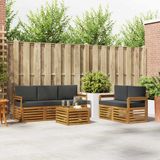 vidaXL Acacia Hout Bank Loungeset 5-zits Natuurlijk en Antraciet