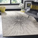 Safavieh Evoke Collection EVK228K Abstract tapijt voor woonkamer, slaapkamer, zwart en ivoor, 1 x 1,5 m