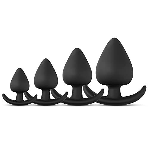 BeHorny Premium Grade Silicone Butt Plug Set - Black - 4 Pieces